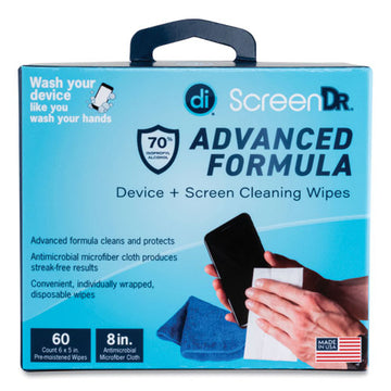 Digital Innovations Screendr Device And Screen Cleaning Wipes, Includes 60 White Wipes And 8" Microfiber Cloth, 6 X 5 freeshipping - TVN Wholesale